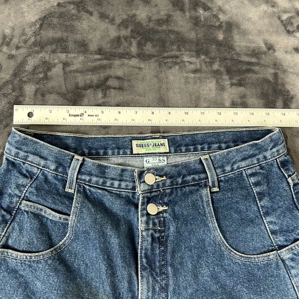 Vintage Guess Jeans Denim Shorts Mens 33 Blue  90s High Rise Double Button